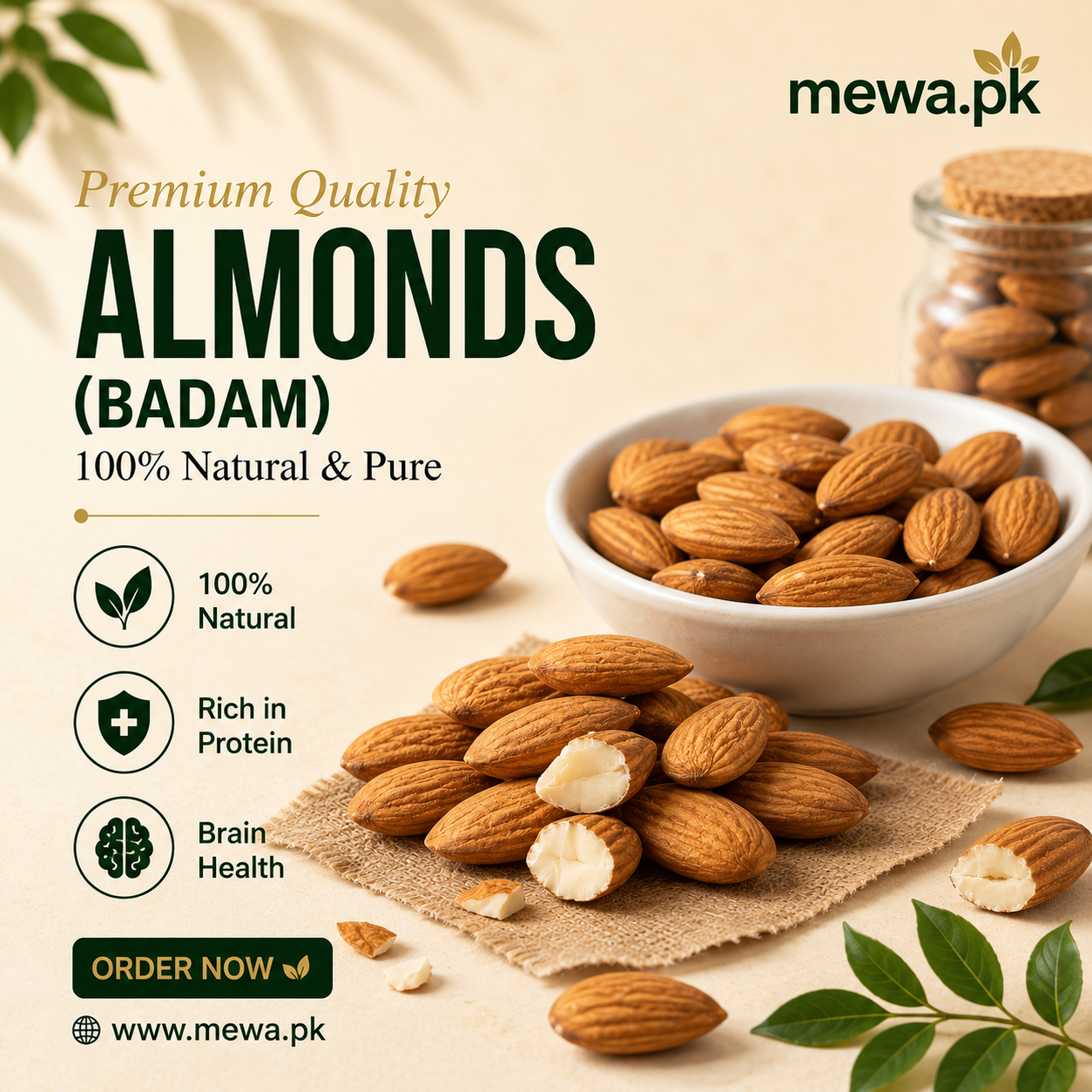 Badam (Almonds) – Giri, No Preservatives, Mountain Fresh | Mewa.pk